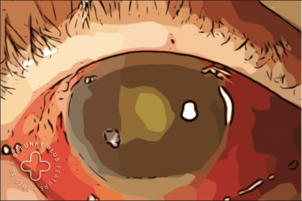 L'endophtalmie est une infection oculaire le plus souvent nosocomiale, faisant suite à une opération ophtalmologique. Elle se caractérise par une baisse de vision brutale et douloureuse 5 à 7 jours après l'opération.